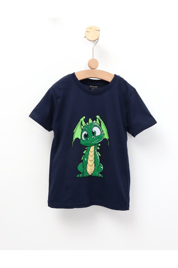 Tricou Moon Dragon, model bleumarin
