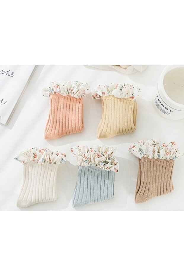 Sosete Frilly Ruffle corai - 5