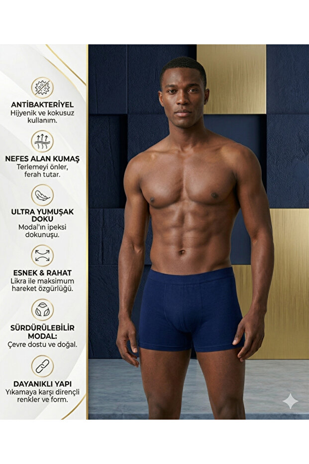 Men's Navy Blue Modal Lycra Flexible Soft Textured Breathable Boxer