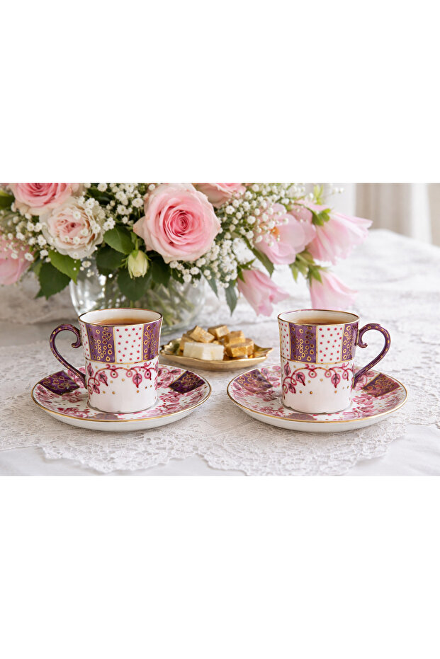 Dila Porcelain Hand-Painted Double Cup Set