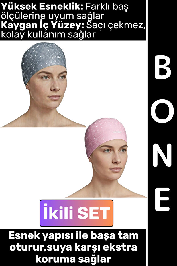 # Comfortable, Flexible, Soft Pool and Sea Swimming Cap, Slippery Inner Surface, Stylish Waterproof Hair Cap, Double Set