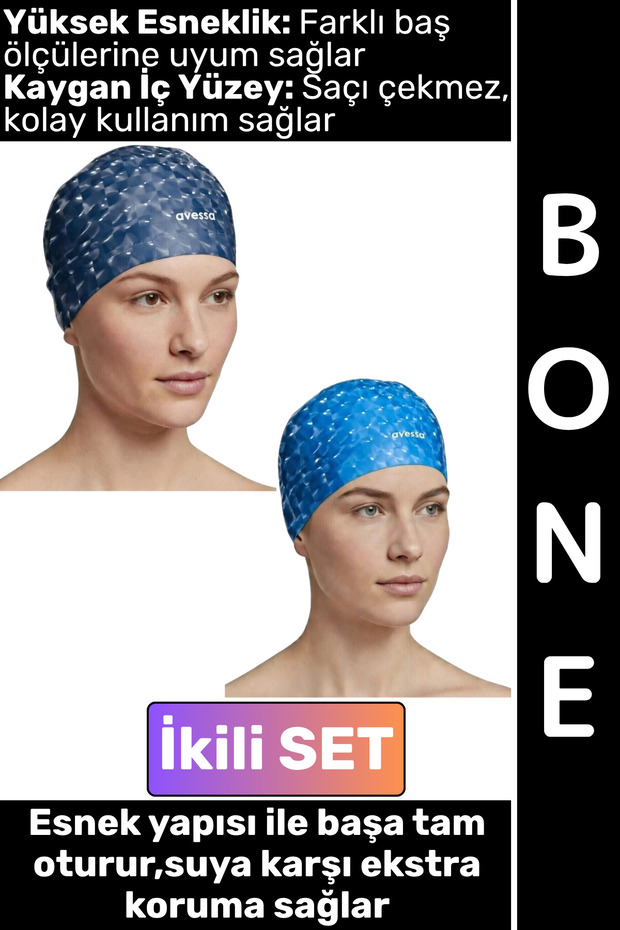 # Comfortable, Flexible, Soft Pool and Sea Swimming Cap, Slippery Inner Surface, Stylish Waterproof Hair Cap, Double Set