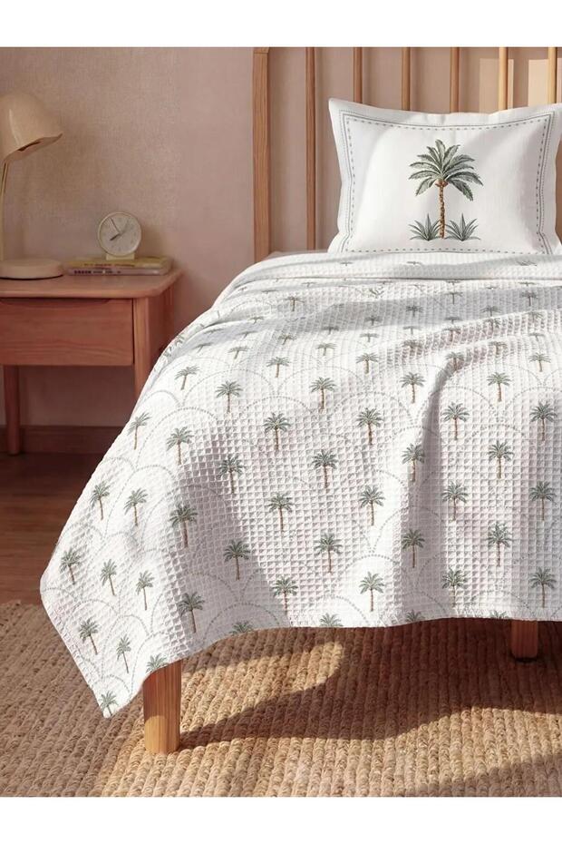 Palm Tree Patterned Jacquard Single Pique Set (S6)