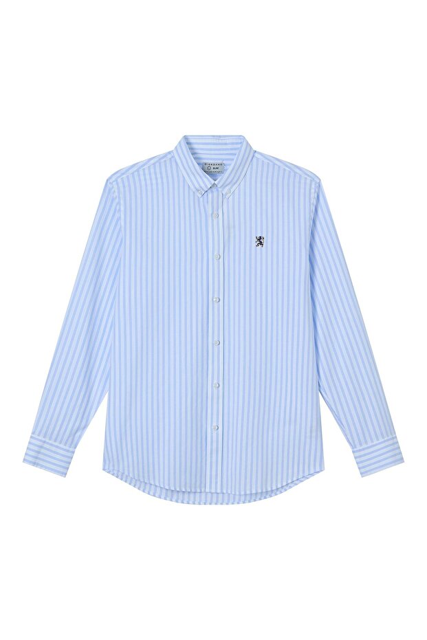 Men’s Cotton Slim Oxford Shirt with Embroidery
