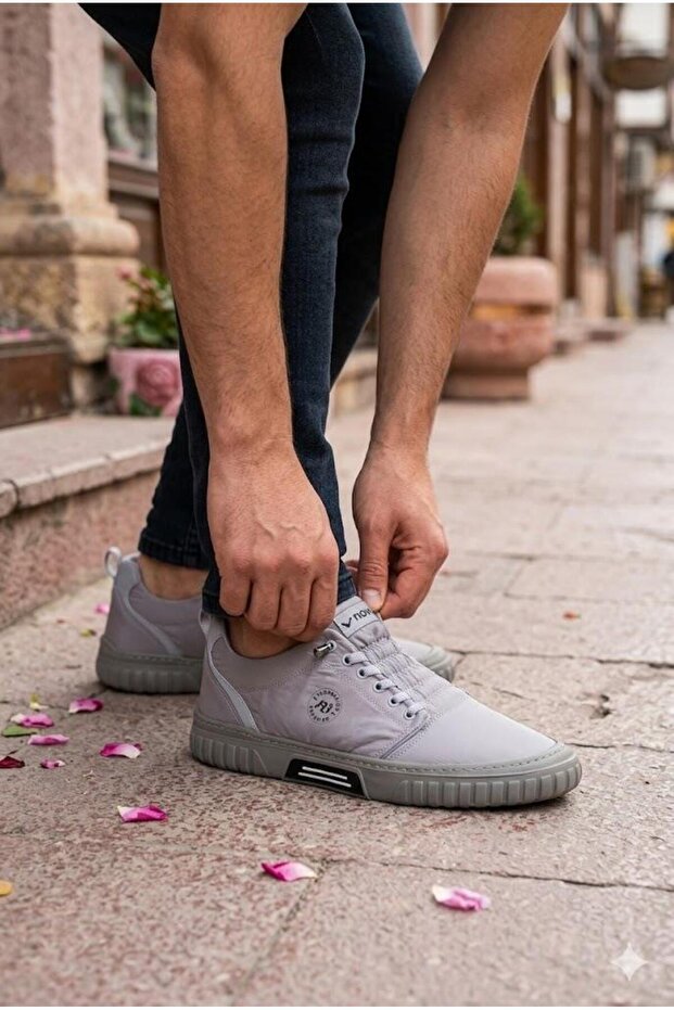 Noka Adrıan Printed Detailed Linen Men's Shoes with Rubber Laces