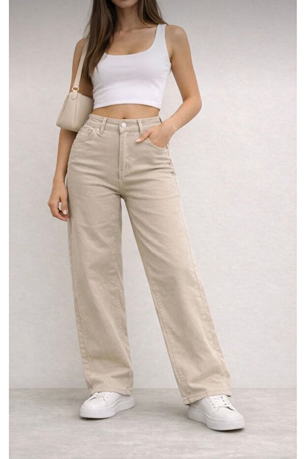 Women's Palazzo Cut Lycra Pants Denim Jean