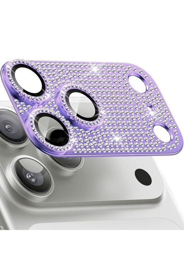 Full Cover 9H Camera Protector Diamonds Violet iPhone 17 Pro Max