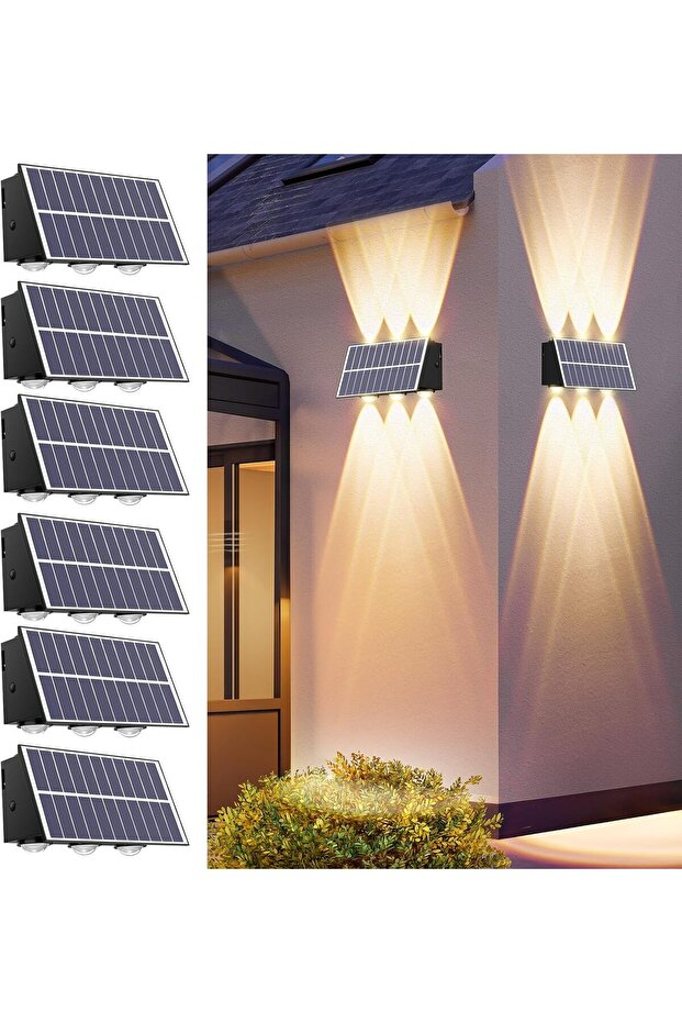 Solar Wall Lights - Outdoor Solar Fence Lights with Up & Down Sconces for Yard, Garden, Ga