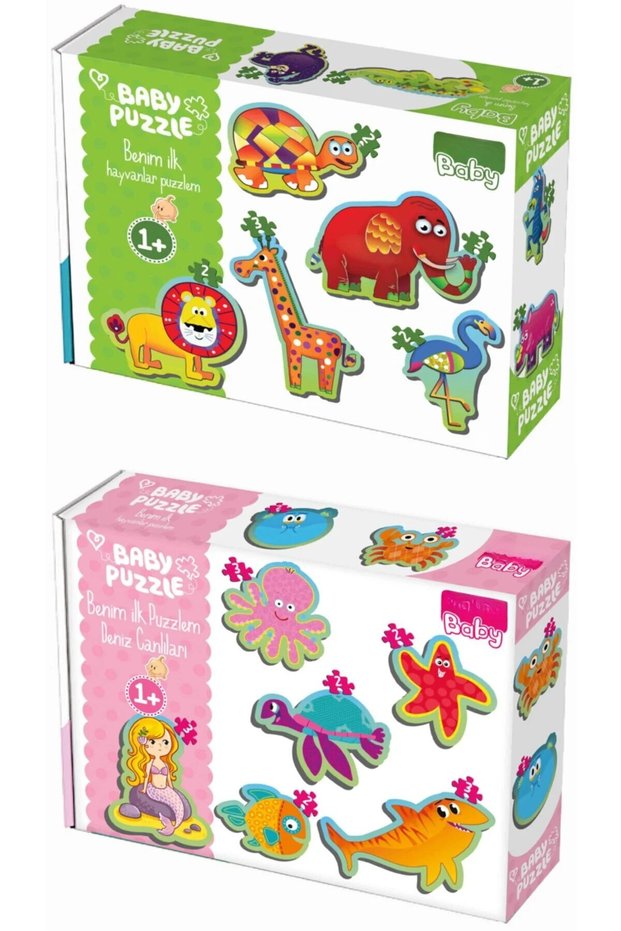 Educational Baby Puzzle Set of 2: My First Puzzle of Animals and Sea Creatures