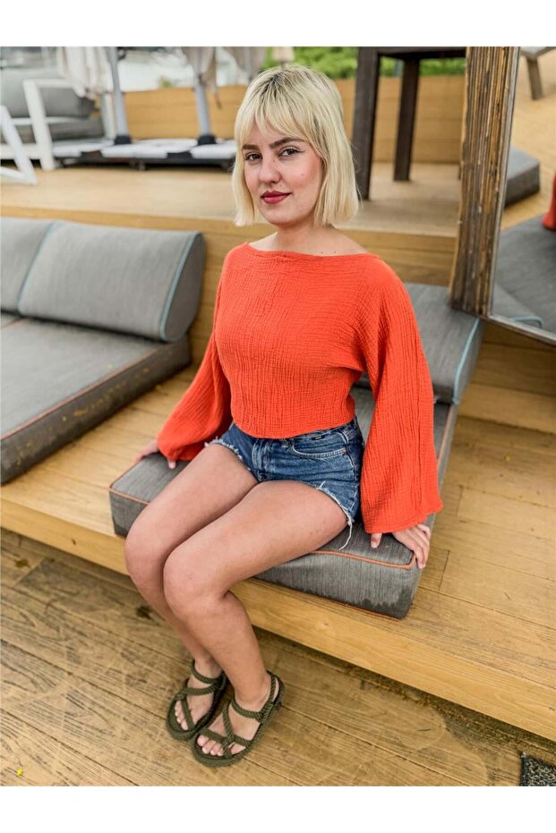 Muslin Orange Color Cunda Blouse