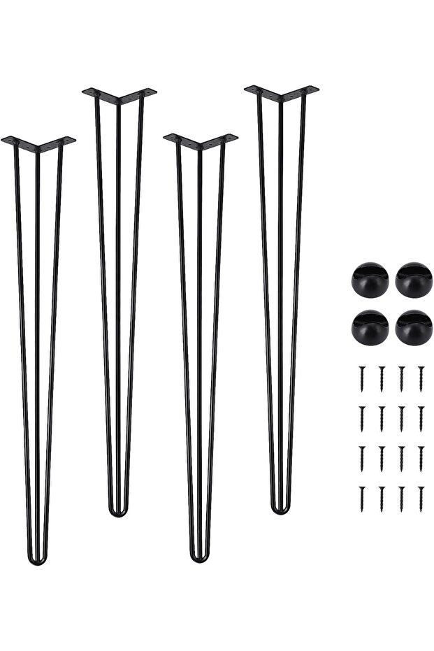 4Pcs Set Black Hairpin Furniture Legs, 40" Metal Table Legs with Rubber Floor Protectors for