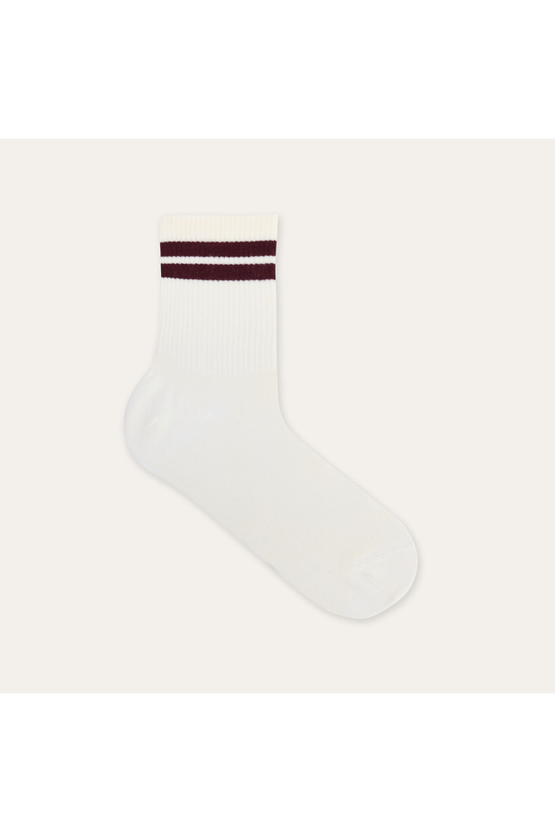 Men's Ecru Stripe Detailed Socks