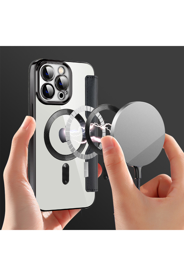 Case for iPhone 14 Pro Max, Techsuit, PU, Black - 6