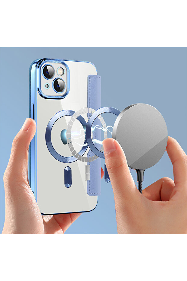 iPhone 14 Case, Techsuit, PU, Blue - 6