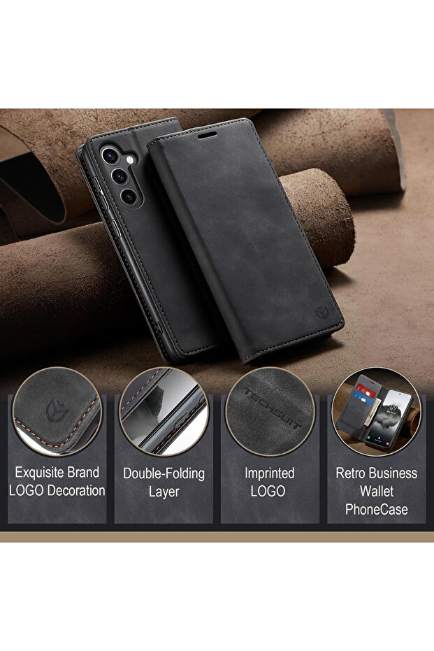 Husa pentru iPhone 15 Plus, Techsuit, PU, Negru - 4