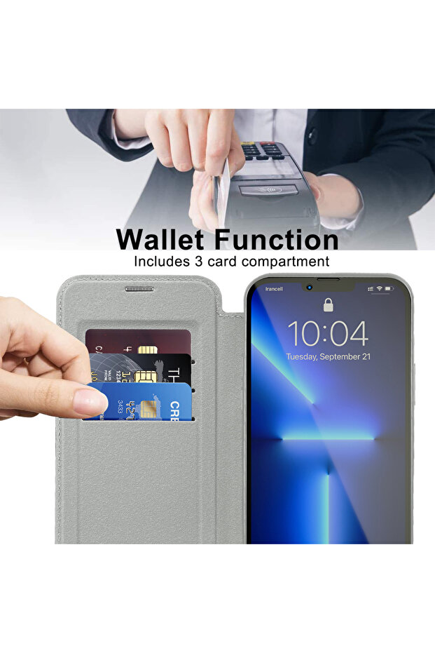 Case for iPhone 13 Pro Max, Techsuit, PU, Gray - 5