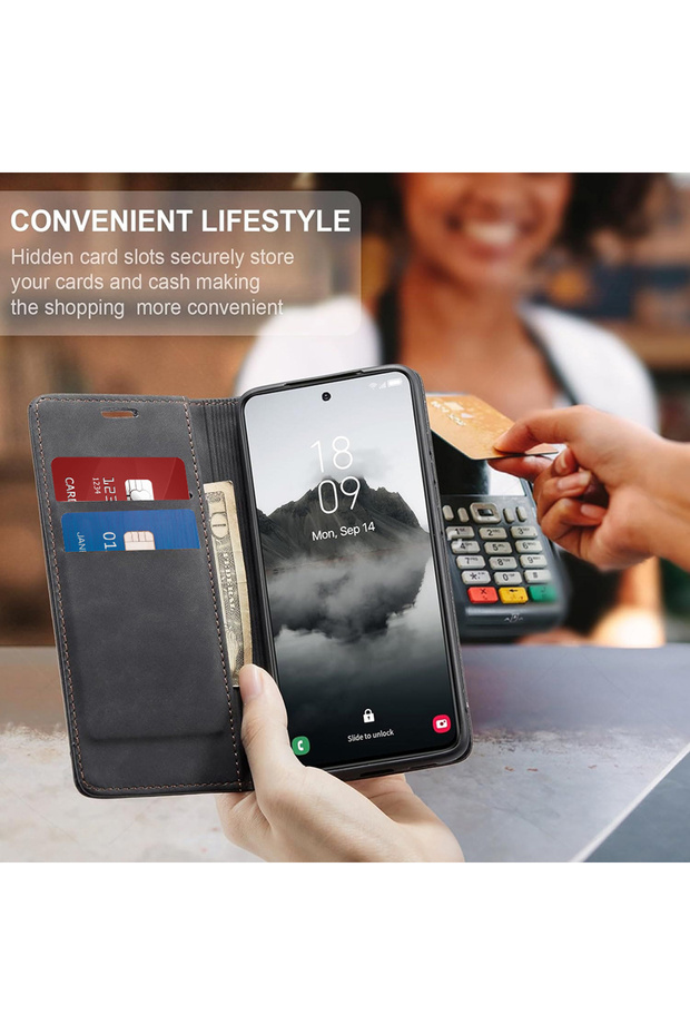 Husa pentru iPhone 15 Plus, Techsuit, PU, Negru - 3