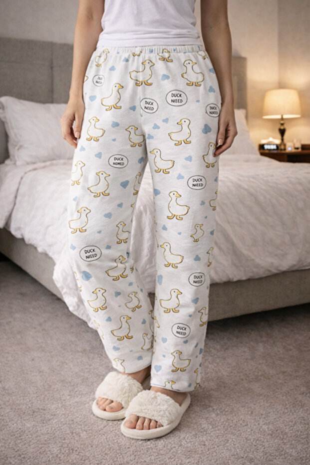 100% Cotton Knitted Elastic Waist Printed Patterned Stylish and Comfortable Women's Pajamas Single Bottom