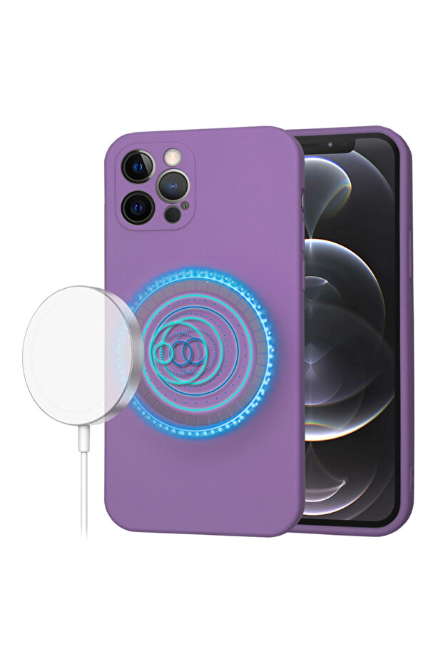 Husă pentru iPhone 12 Pro, SoftFlex MagSafe, protecție antișoc, mov - 1