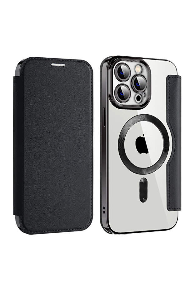 Case for iPhone 14 Pro Max, Techsuit, PU, Black - 2