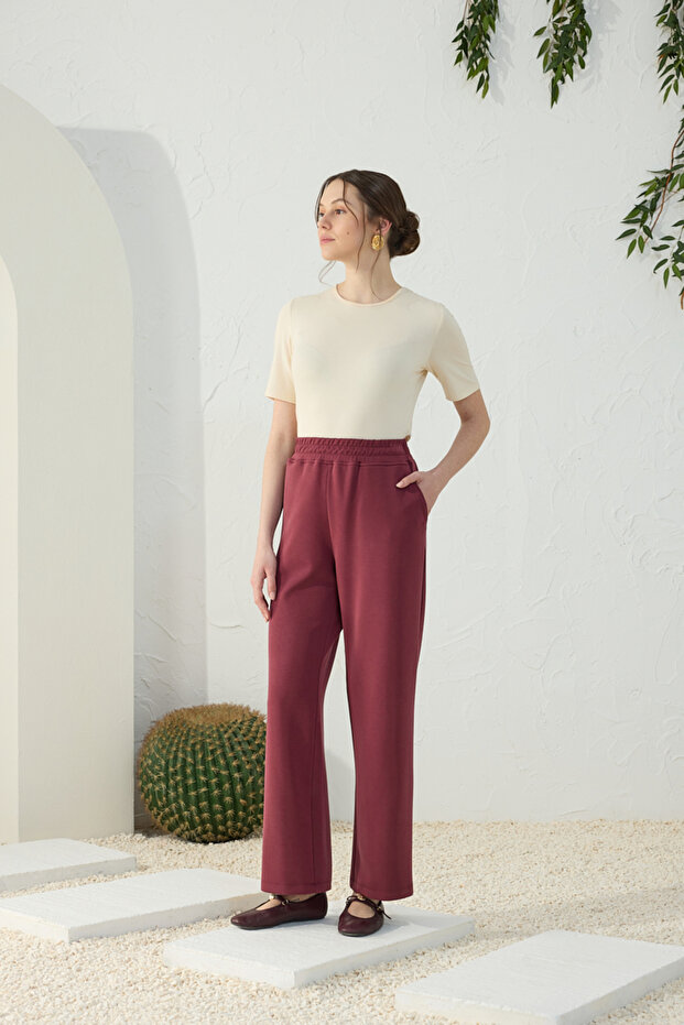 Burgundy Modal Pants - 4