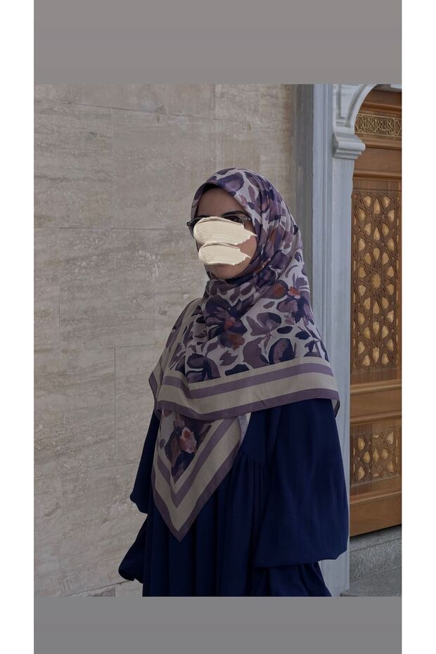 وشاح قطني ناعم بنقشة نازينين - أرجواني