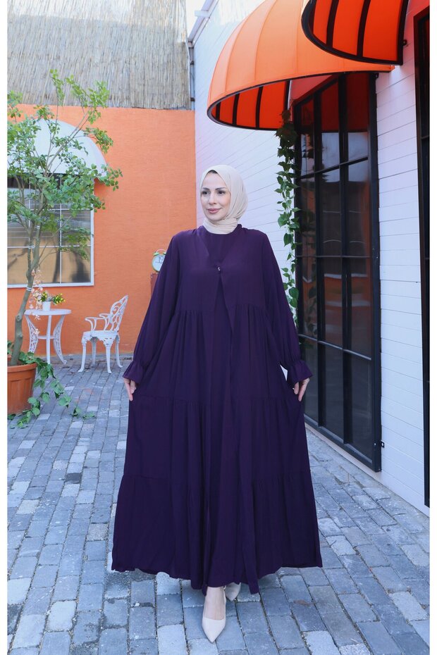 Half Sleeve Umre Set with Inner Layer, Plum Color Hnt7050