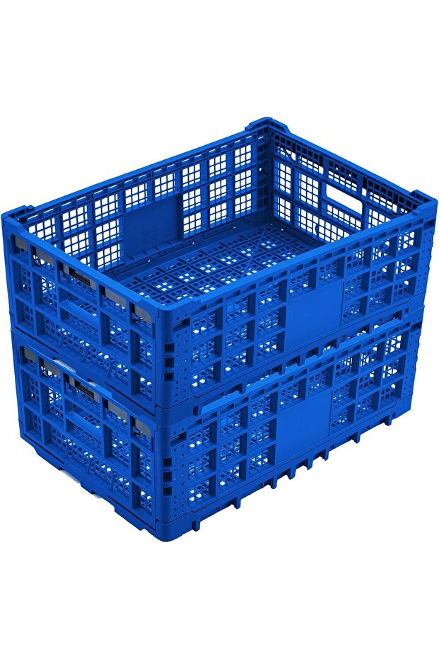 52L Heavy Duty Collapsible Plastic Storage Crate, 2pcs