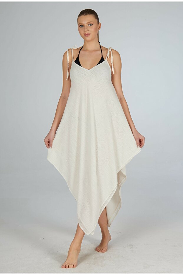 Linen Pareo with Rope Straps and Bat Cutouts