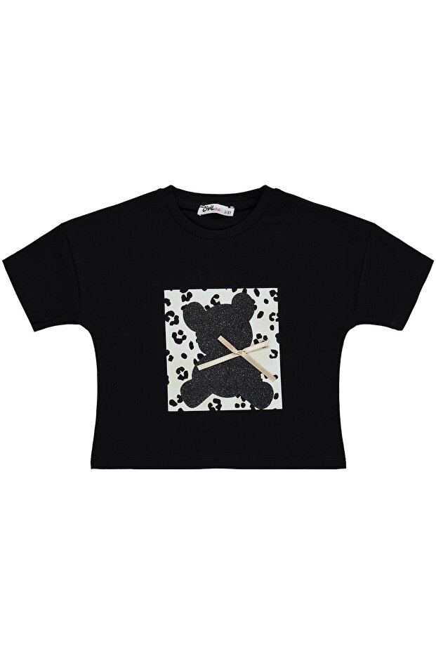 Leopard Teddy Bear Patterned Set for 2-5 Years - Black - 4