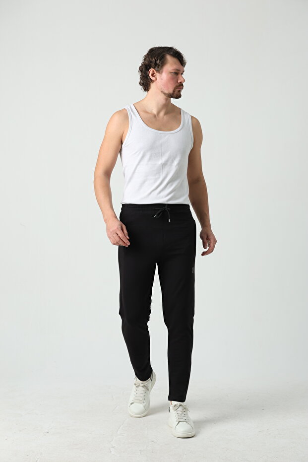 Relax Ti̇me Men's Compact Combed Cotton Zippered Sweatpants