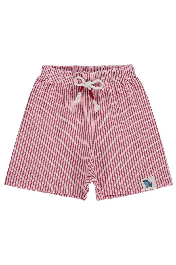 Shark Self-Striped Shorts for 2-5 Years Old - Red