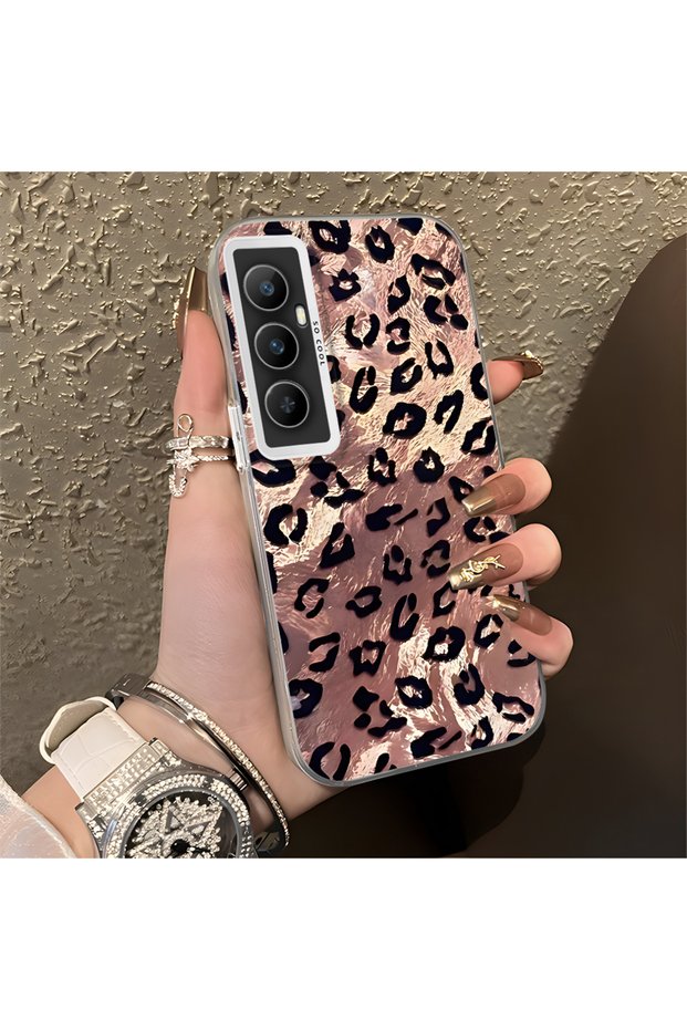 حافظة هاتف واقية مقاومة للصدمات بنمط الفهد متوافقة مع Realme C65 4G