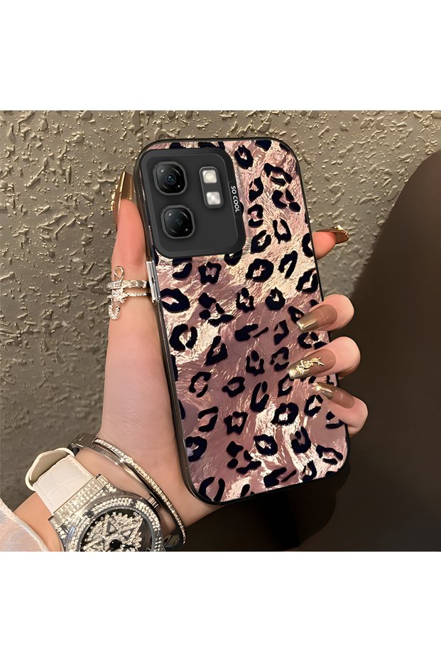 حافظة هاتف Infinix Smart 9 المتوافقة مع نمط الفهد، مقاومة للصدمات وواقية.