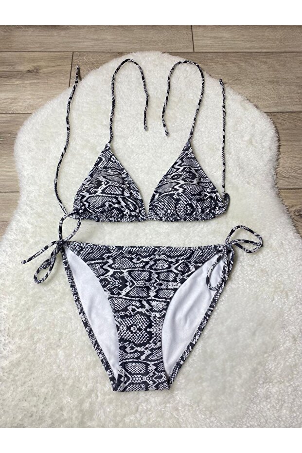 Zebra Pattern Triangle Bikini Set - 5