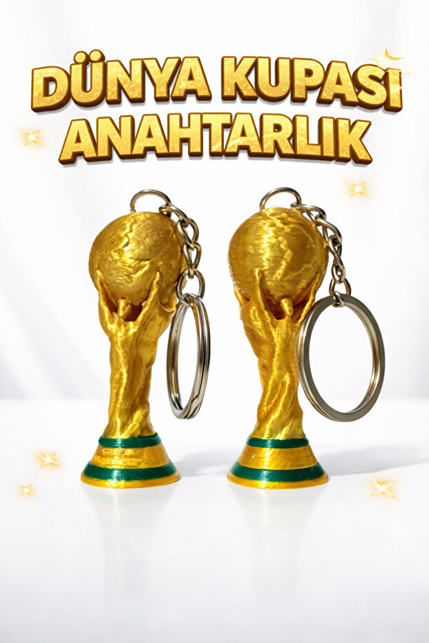 World Cup Keychain - Gold Color Plastic