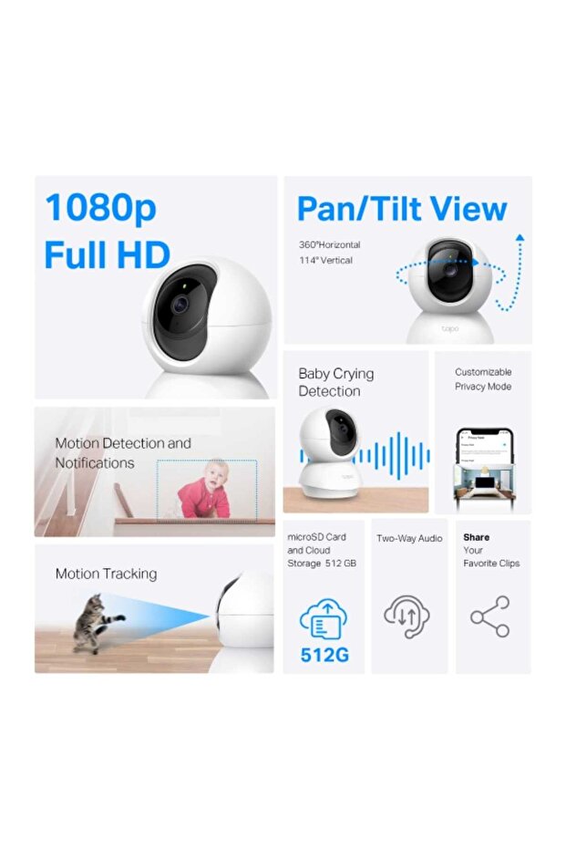 Pan/Tilt Home Security Wi-Fi Camera, Tapo C200C - 4