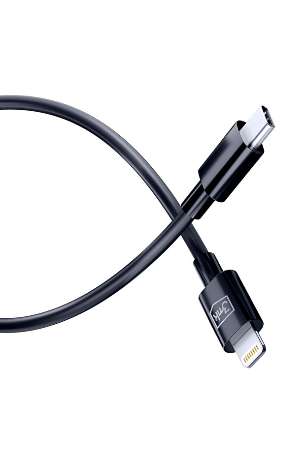 - Data Cable Hyper - USB-C To Lightning, 20W, 5A, 1.2m - Black - 3