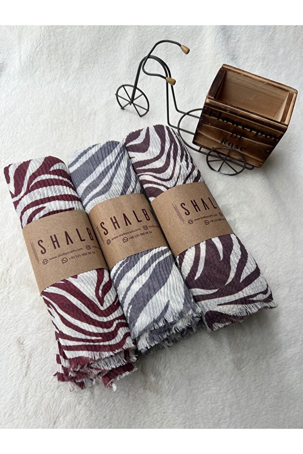 Hijab Patterned Wrinkled Shawl (Set of 3)