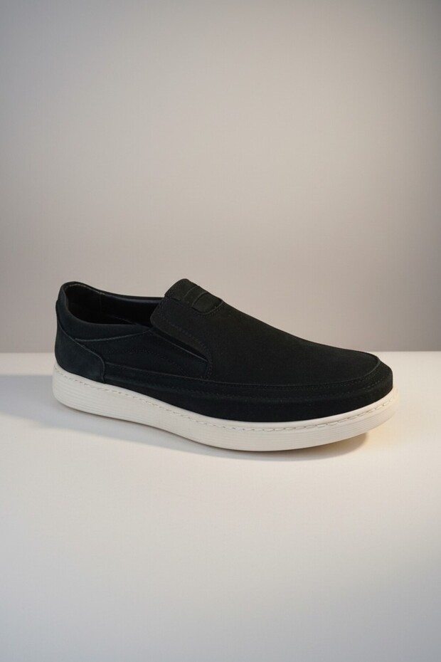 Manc Black Genuine Leather Poly White Sole Daily Men's Shoes