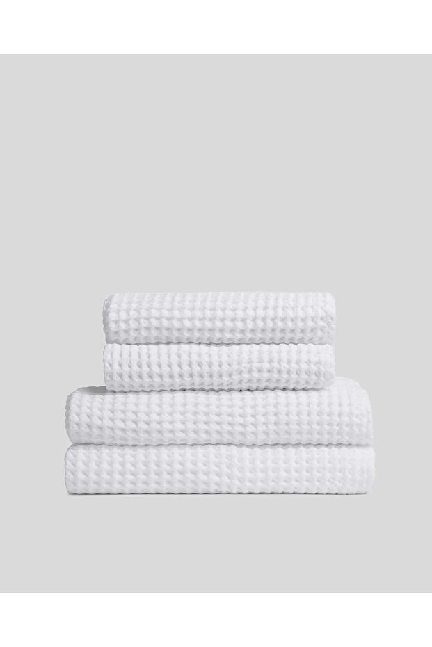 Premium Waffle 4-Piece Bath Towel Set 100% Cotton, Ultra Soft, Absorbent, Quick Drying, Bohemian, Minimalist