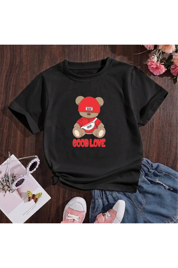 Good Love Bear Best Printed 100% Cotton Crew Neck Kids Unisex T-Shirt 5 6 -7 8-9 10 -11 12 Years Old