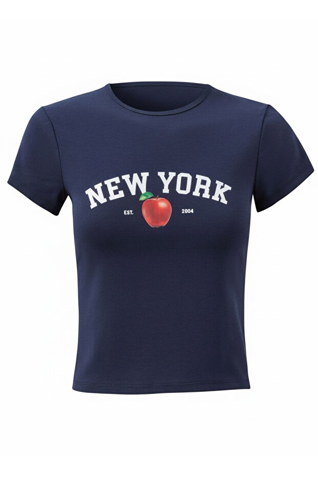 New York Printed Cotton Crop T-Shirt