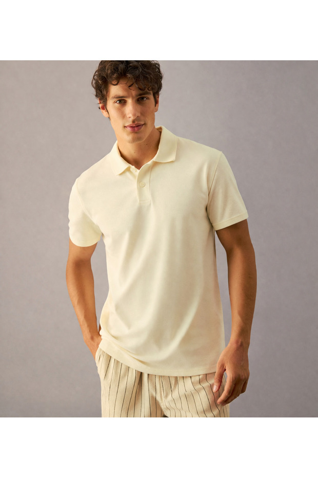 Men's 100% Cotton Short Sleeve Regular Fit Polo Collar T-Shirt