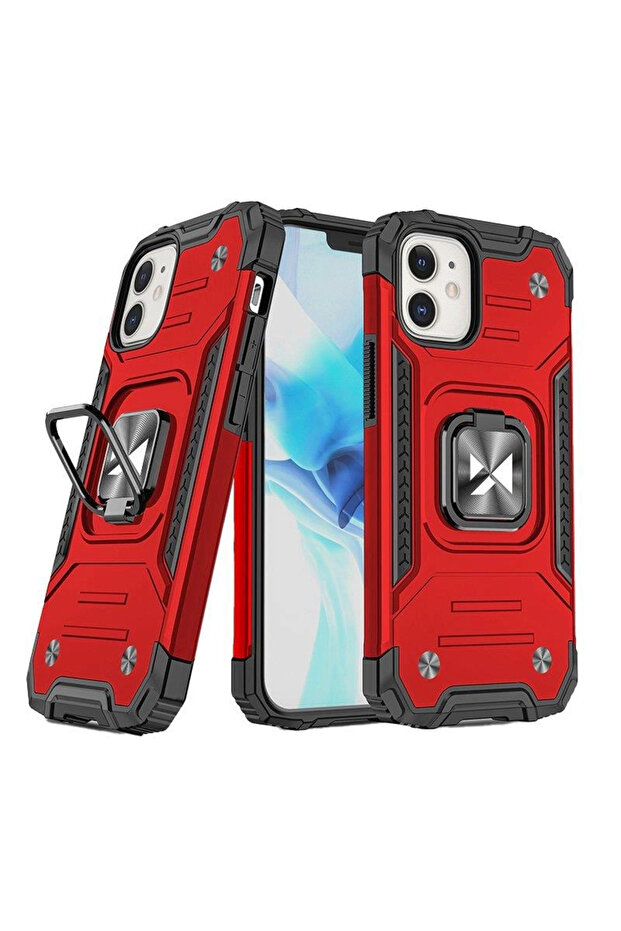 Ring Armor Hülle für iPhone 14 Plus gepanzerte Hülle magnetischer Haltering rot - 1