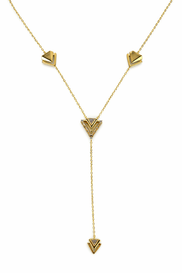 Geometric Figured Stone Y Necklace