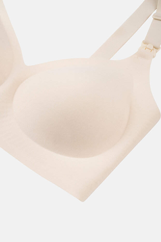 Ecru Black Seamless Covered Nursing Bra Without Underwire - 3