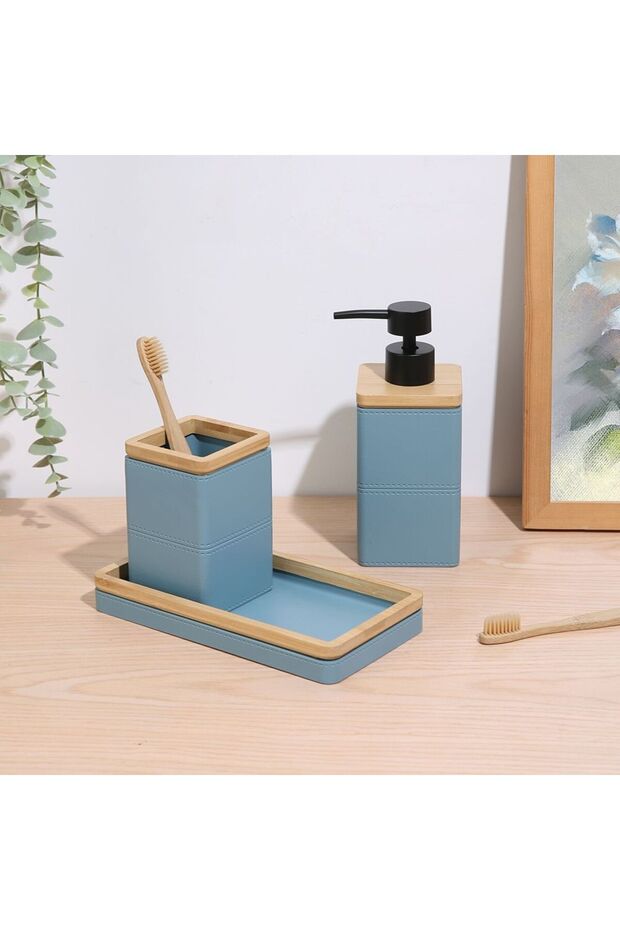 Bath Set 7.2 X 7.2 X 12.5/17.5 Cm Pastel Blue