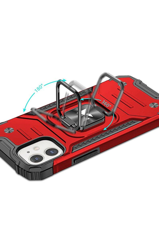 Ring Armor Hülle für iPhone 14 Plus gepanzerte Hülle magnetischer Haltering rot - 5