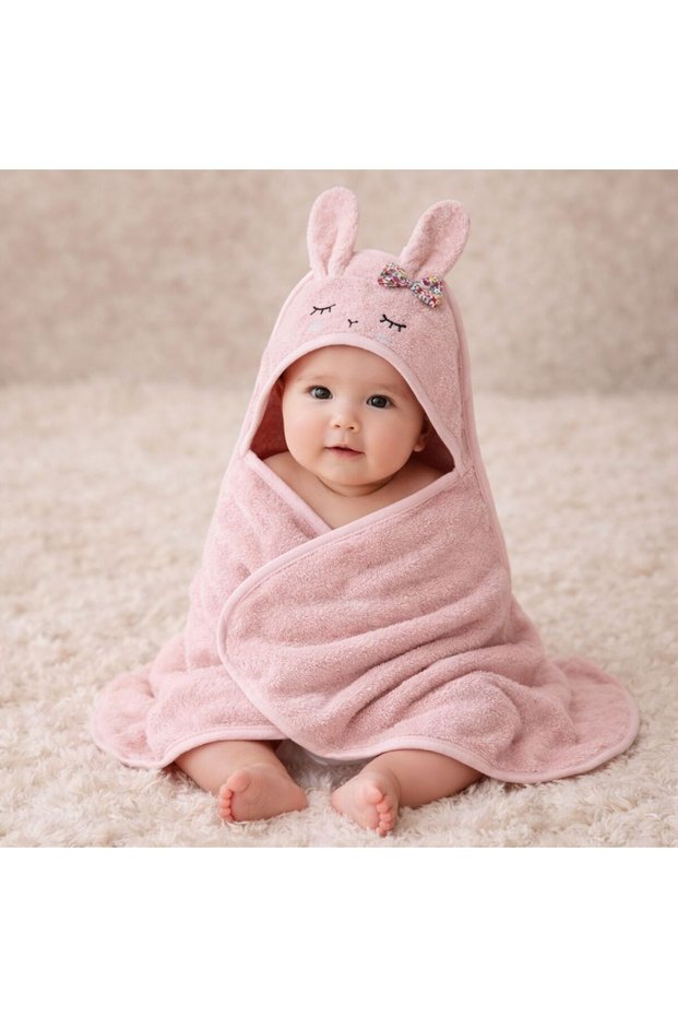 Outlet 100% Cotton Girl-Boy Newborn-Baby Bath Towel Swaddle Dried Rose Rabbit Ribbon